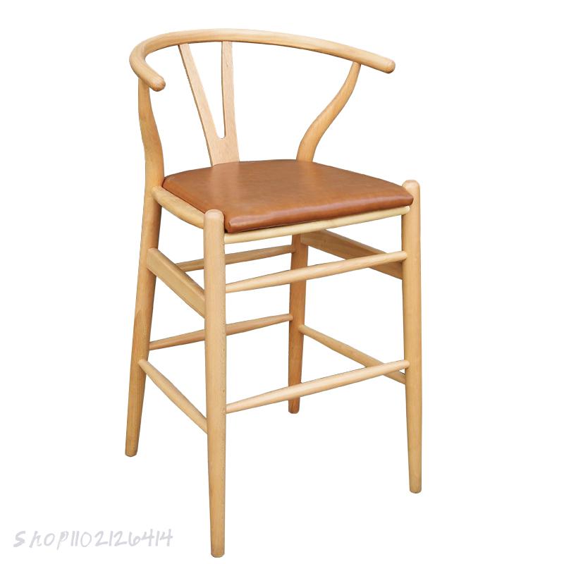 Nordic American Chinese French Y bar chair bar chair tea bar coffee high chair solid wood leisure rattan chair